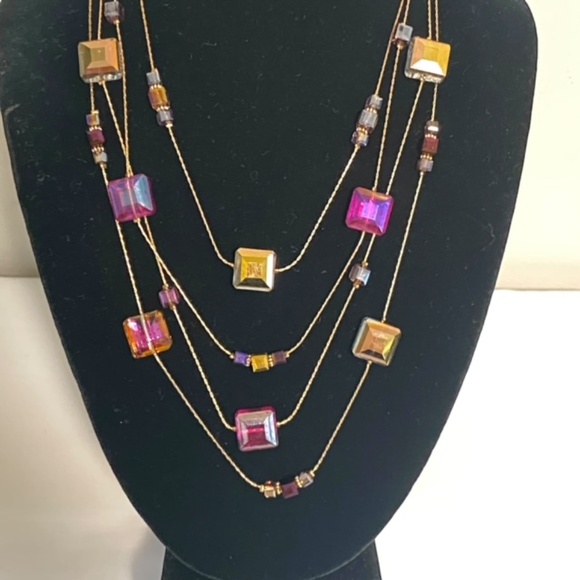 ALI-KHAN 4-Layers Aurora Borealis Crystal Beads Necklace - Picture 2 of 6